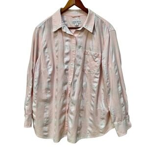 AVA‎ & VIV Womens Pink Metallic Stripe Button Down Shirt Size 2X